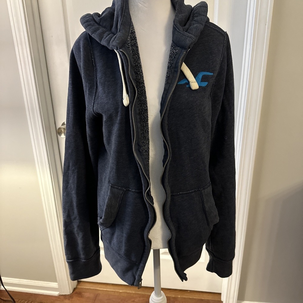 Holister mens Full zip jacket With Hood Blue Size Large